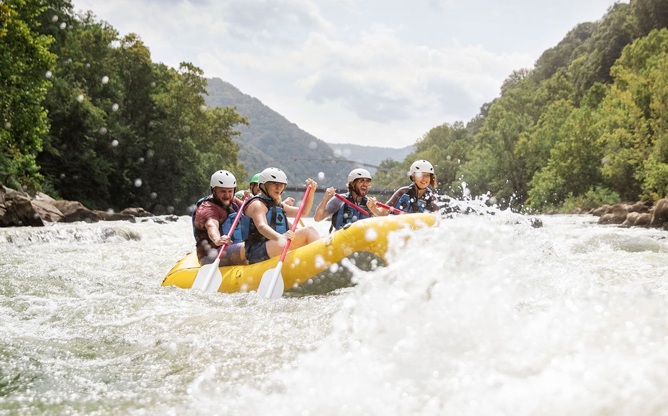 Group whitewater rafting in the New River Gorge